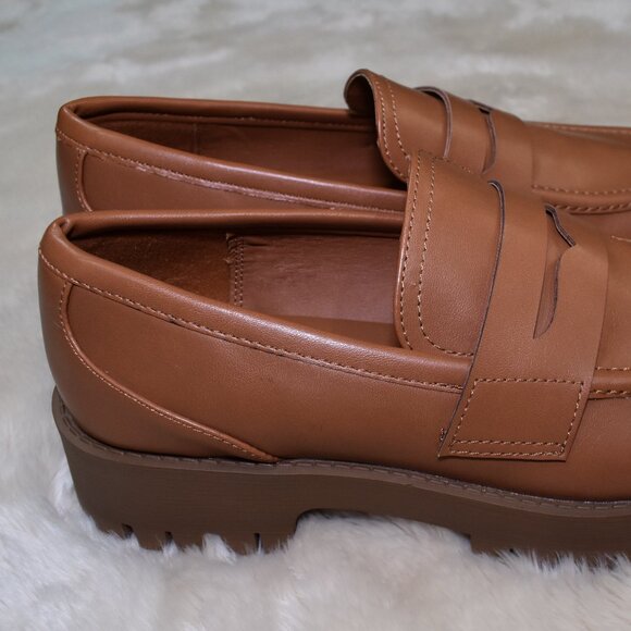 Steve Madden Harlee Brown Platform Slip-On Loafers Womens Size 8.5 Faux Leather - Picture 4 of 12